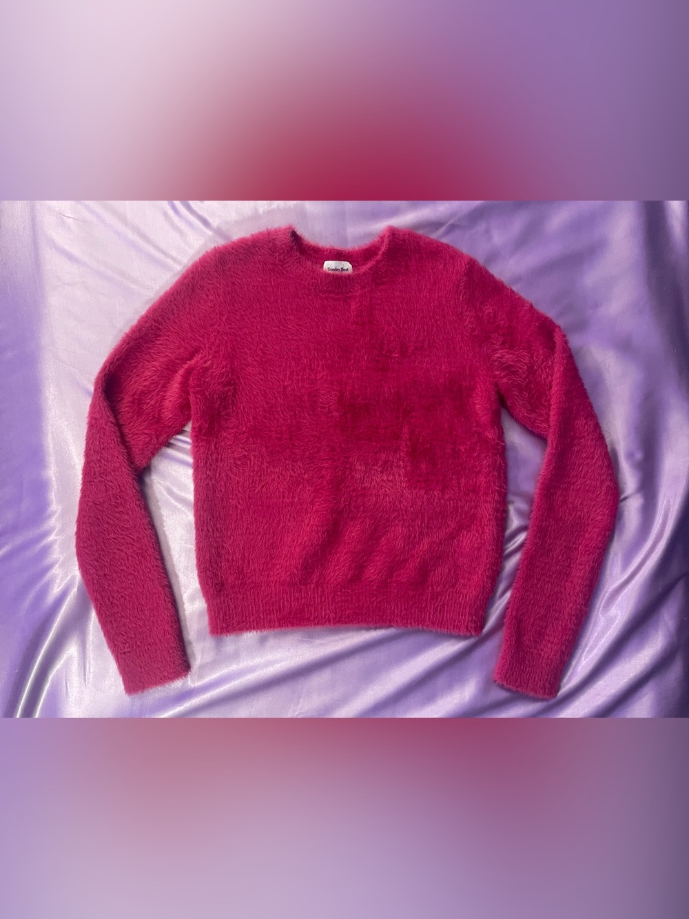 : Sunday Best Aritzia Magenta Pink Eyelash Fuzzy Knit Sweater Medium Y2K